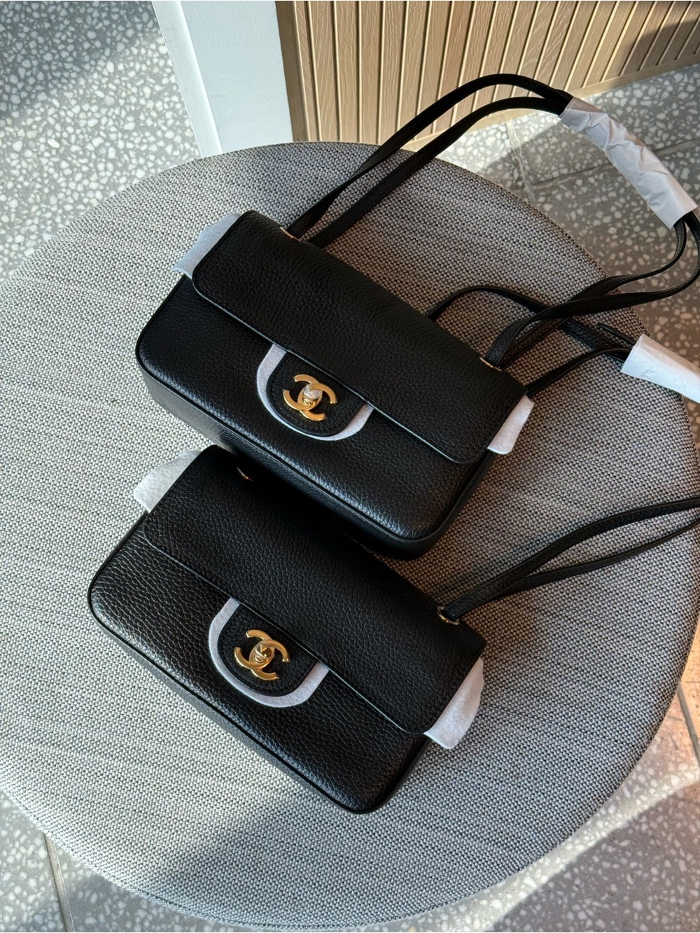 CHANEL Black Quilted Leather Crossbody Bag with Gold CC Hardware